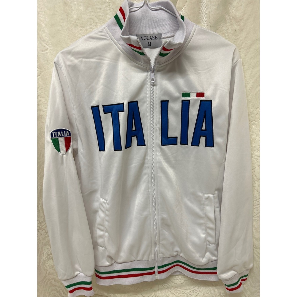 Volare Italia Soccer‎ Track Jacket White Vintage Y2K Womens M Full Zip Sporty